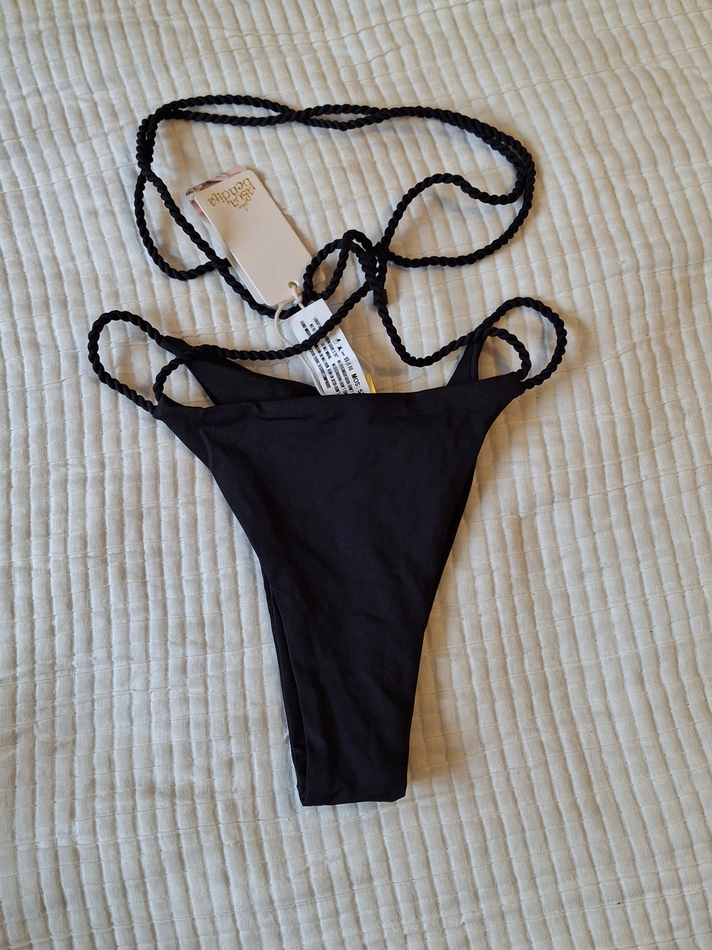 NWT Aqua Bendita Minta Kezia black nylon & spandex bikini bottom Size XL